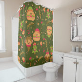 Rideaux De Douche glace de Noël moche père Noël hamburger (En situation)