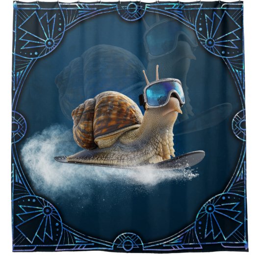 Rideaux De Douche Glacière que le reste, l'escargot de snowboard. (Devant)