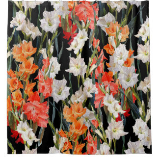 Rideaux De Douche Gladiolus multicolore : Arrière - plan noir Waterc