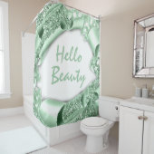Rideaux De Douche Glam 3D Frame Mint PARTIES SCINTILLANT VERTE HELLO (En situation)