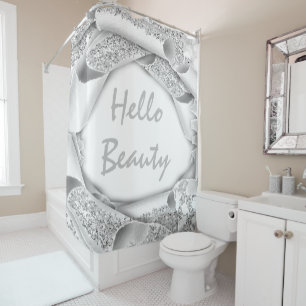 Rideaux De Douche Glam 3D Frame SilVER GRAY PARTIES SCINTILLANT HELL