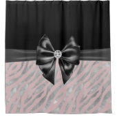 Rideaux De Douche Glam Black Bow Diamond rose Silver Zebra Print (Devant)