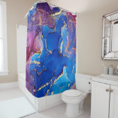 RIDEAUX DE DOUCHE GLAM DE PARTIES SCINTILLANT EN ARGENT EN MARBRE BL (En situation)