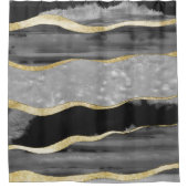 Rideaux De Douche Glam Gris Noir Blanc Agate Or Gris #1 #gem   (Devant)