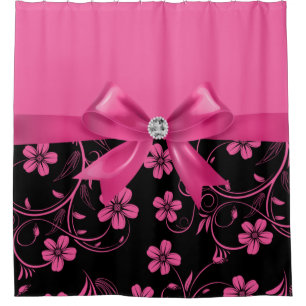 Rideaux De Douche Glam Passion rose Bow-Passion rose Floral Noir