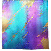 Rideaux De Douche Glam Perdu violet Turquoise Or (Devant)