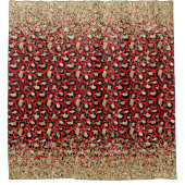 Rideaux De Douche Glam Red Leopard de la Parties scintillant d'or (Devant)