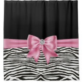 Rideaux De Douche Glam rose Bow Diamond Zebra Print Black (Devant)