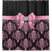 Rideaux De Douche Glam Rose Bow-Pink Lace-Noir (Devant)