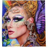 Rideaux De Douche Glisser-Couleur Queen Design (Devant)