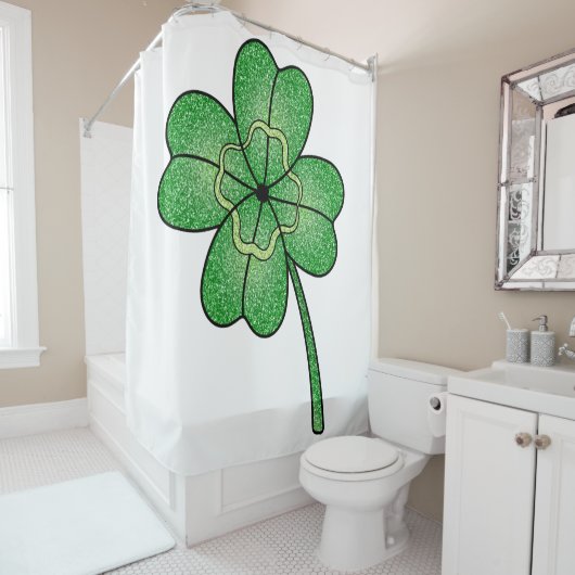 Rideaux De Douche Glitter Four Leaf Clover (En situation)