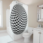 Rideaux De Douche Globe À damiers noir/blanc Thunder_Cove (En situation)