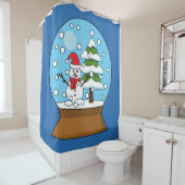 Rideaux De Douche Globe de neige avec Snowman et Pine Tree (En situation)