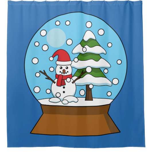 Rideaux De Douche Globe de neige avec Snowman et Pine Tree (Devant)