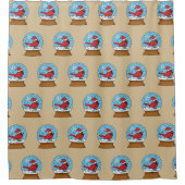 Rideaux De Douche Globe des neiges avec cardinal rouge mignon (Devant)