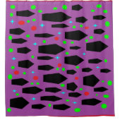 Rideaux De Douche globes noirs violets avec de minuscules étoiles bl (Devant)