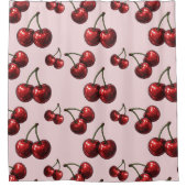 Rideaux De Douche Glossy rouge cerises rose crème (Devant)