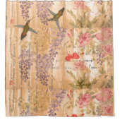 Rideaux De Douche Glycines botaniques et fleurs roses florales (Devant)