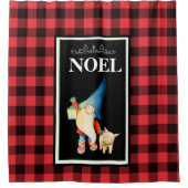 Rideaux De Douche Gnome de Noël sur Buffalo rouge et noir plaqué (Devant)