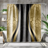 Rideaux De Douche Gold & Black Damas Géométrique Design moderne