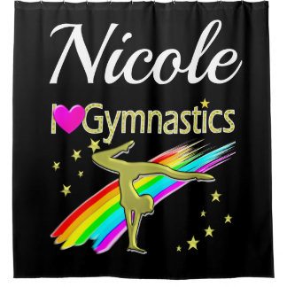 RIDEAUX DE DOUCHE GOLD GLITZY J'AIME GYMNASTICS CONCEPTION CUSTOMISÉ