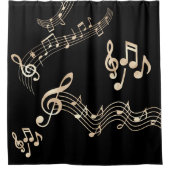 Rideaux De Douche Gold Music Notes sur Black Medium (Devant)