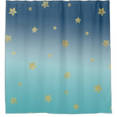 Rideaux De Douche Gold Stars Aqua Blue Ombre (Devant)