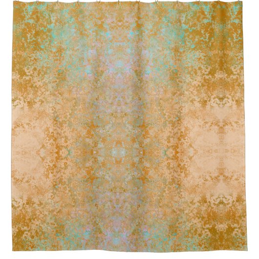 Rideaux De Douche Gold & Turquoise Blue Patina Encre d'alcool Abstra (Devant)