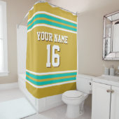 Rideaux De Douche Gold Turquoise White Stripes Sports Jersey (En situation)
