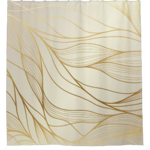 Rideaux De Douche Gold wavy pattern. Luxurious golden linear ornamen