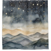 Rideaux De Douche Gold Whimsical et Marine Mountains Starry Night (Devant)