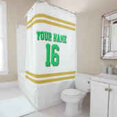 Rideaux De Douche Gold White Stripes Sports Jersey (En situation)