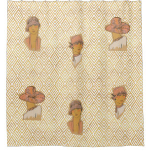 Rideaux De Douche Golden Art Déco Era Flapper Fashionista