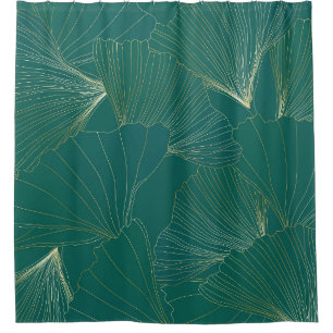 Rideaux De Douche Golden Ginkgo Feuille Art Déco