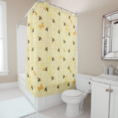 Rideaux De Douche Golden Honeybee Honeycomb Pattern (En situation)