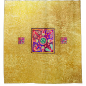 Rideaux De Douche Golden & Purple Mexicain Huichol Boho Folk Art (Devant)
