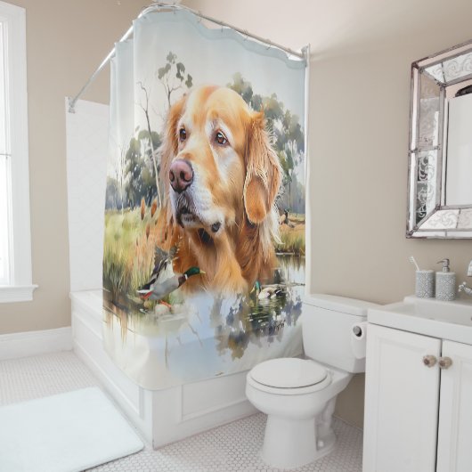 Rideaux De Douche Golden Retriever (En situation)