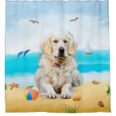 Rideaux De Douche Golden Retriever Dog sur la plage (Devant)