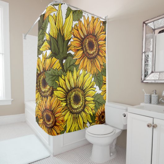 Rideaux De Douche Golden Rustic Country Sunflower Garden (En situation)