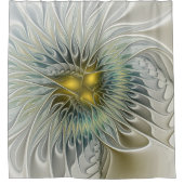 Rideaux De Douche Golden Silver Flower Fantasy abstract Fractal Art (Devant)