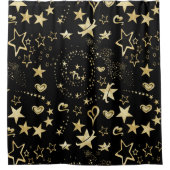 Rideaux De Douche Golden Stars & Hearts Motif (Devant)