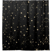 Rideaux De Douche Golden Yellow Stars Black Night Sky (Devant)