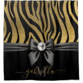 Rideaux De Douche Golden Zebra Print et Bow (Devant)