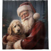 Rideaux De Douche Goldendoodle avec Noël Festif du Père Noël (Devant)