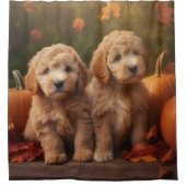 Rideaux De Douche Goldendoodle Chiot Automne Citrouille délice (Devant)