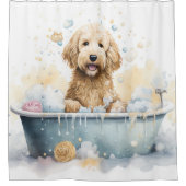 Rideaux De Douche Goldendoodle Dans La Baignoire Aquarelle Chien Art (Devant)