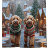 Rideaux De Douche Goldendoodle Dogs Christmas Snow Holiday (Devant)