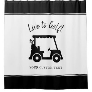 Rideaux De Douche Golf Cart Live to Golf   Golfeur personnalisé Noir
