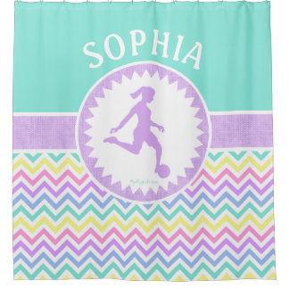 Rideaux De Douche Golly arc-en-ciel Chevron de filles et football