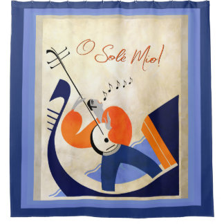 Rideaux De Douche Gondolier chantant Art Déco O Sole Mio